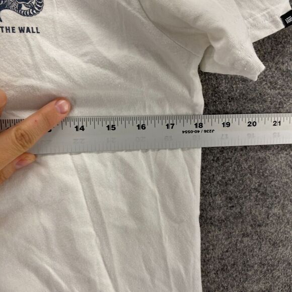 Vans T-Shirt Men S Small White Crew Neck Short Sleeve Pullover Cotton Custom Fit - Picture 6 of 8